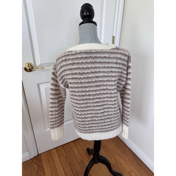 Theory Women's Stripe Baby Alpaca-Blend Sweater Minimalist Luxury - Picture 4 of 5